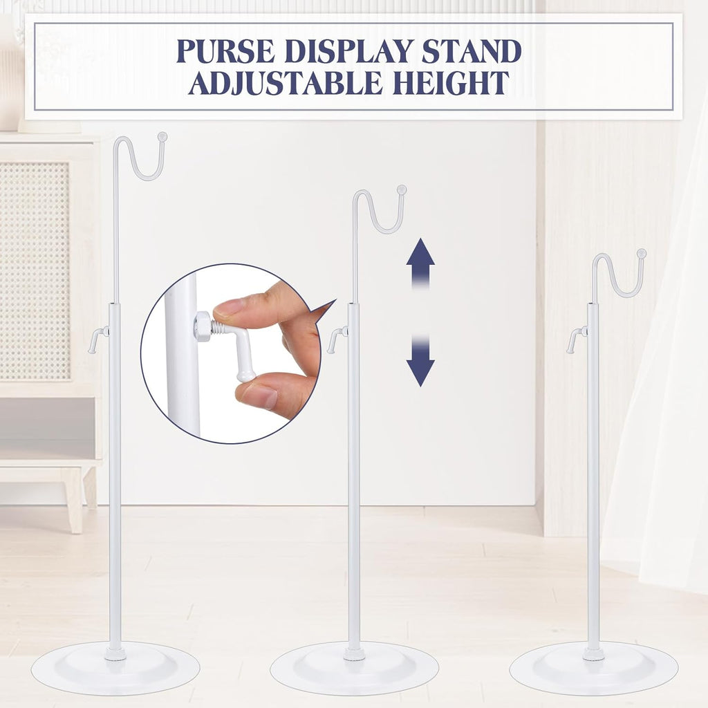 Therwen 6 Pcs Bag Display Stands Purse Display Stand Adjustable Height Handbag Holder for Home Boutique Store Counter Retail(White)