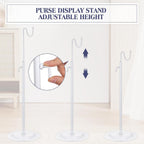 Therwen 6 Pcs Bag Display Stands Purse Display Stand Adjustable Height Handbag Holder for Home Boutique Store Counter Retail(White)