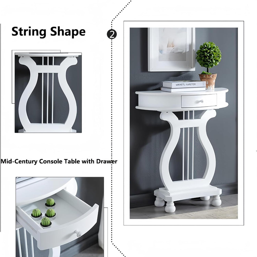 Half Moon Shaped Entryway Side Table, Narrow Semi Circle Console Table, Solid...