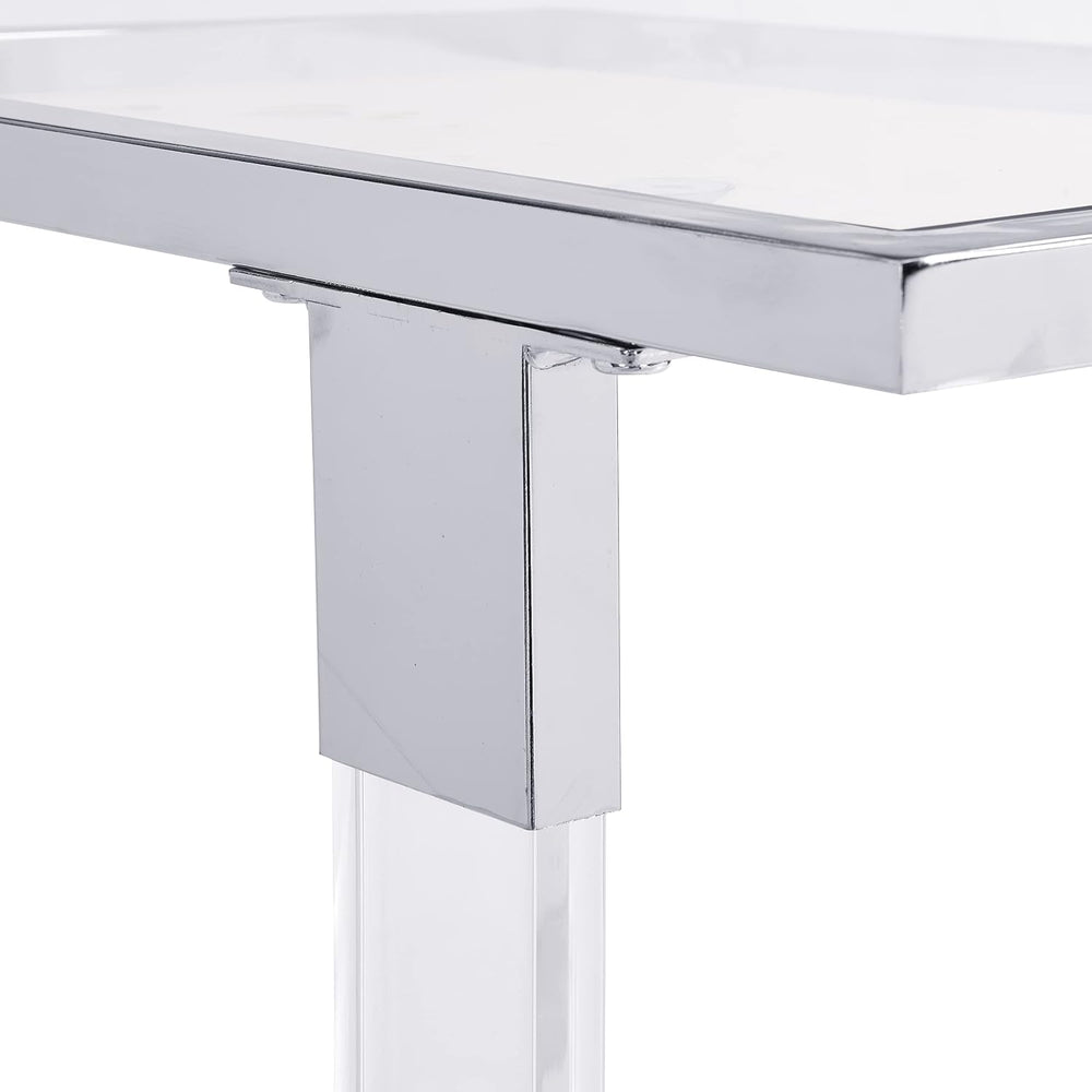 Acrylic Sofa Side Table C Shaped End Table with Wheels, Rolling Bedside Lapto...