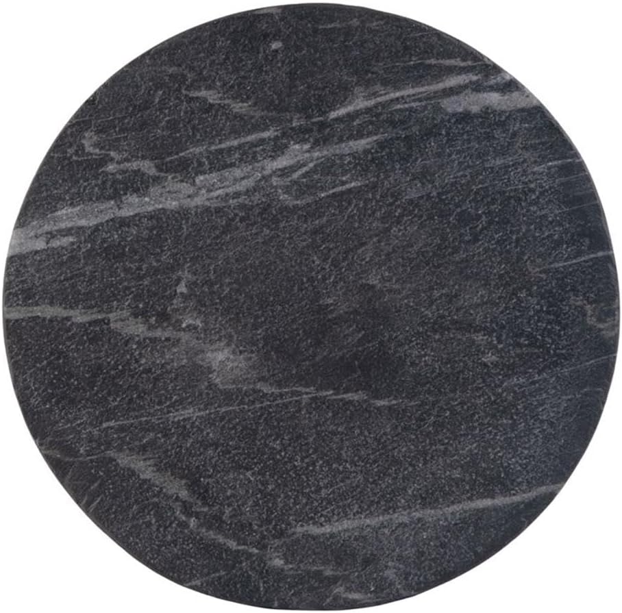 Beaumont Lane Round Marble and Wood Side Table, 15" W x 18" H, Gray...