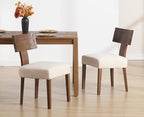 chairus Dining Chairs Set of 6, Upholstered Farmhouse Kitchen Chairs with Dark Brown T-Shape Wood Back Armless Dining Room Chairs with Soft Wide Seat, Linen Beige