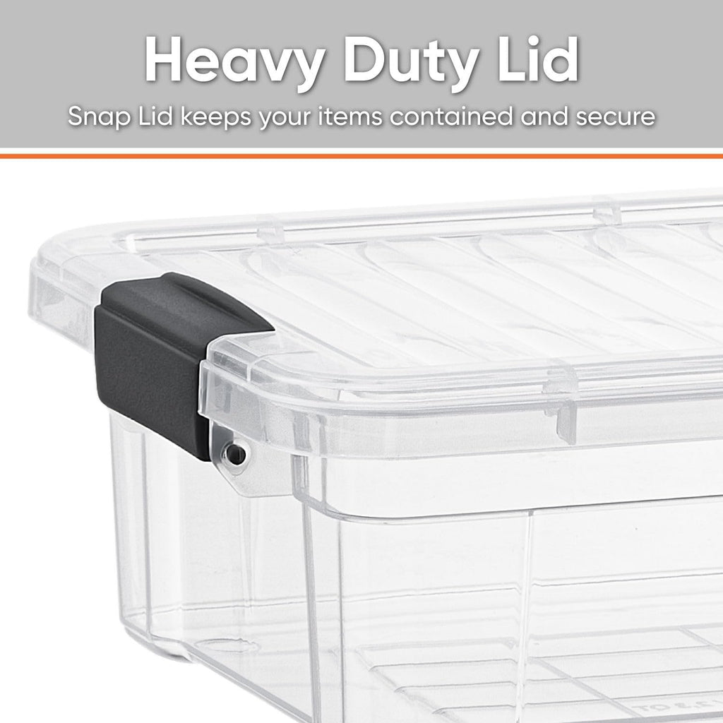 Superio Clear Storage Boxes with Lids, 1.27 Quart Plastic Container Bins for Organizing, Stackable Crates, BPA Free, Non Toxic, Odor Free, Organizers for Home, Office and Dorm, 8 Pack