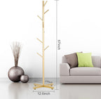Snaikor Metal Coat Rack, Modern Coat Rack Freestanding, Sturdy Coat Tree Stand with Cross Base, Golden Coat Racks Hall Tree for Clothes Jacket Hat Bag Entryway