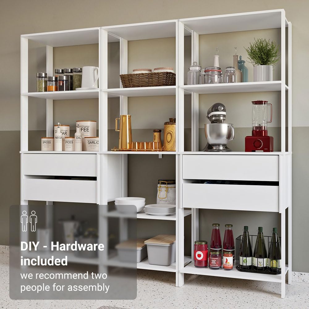 Madesa Kitchen Pantry Storage Rack with 4 Drawers and Open Shelves 78" L...