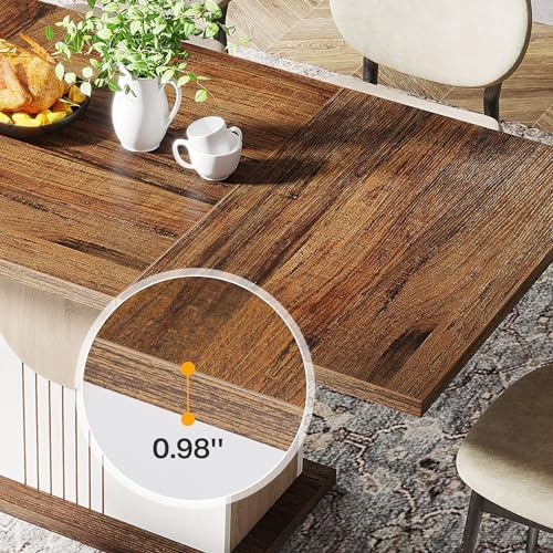 Tribesigns 55" Rectangular Dining Table for 4 to 6 People, Farmhouse Woo...