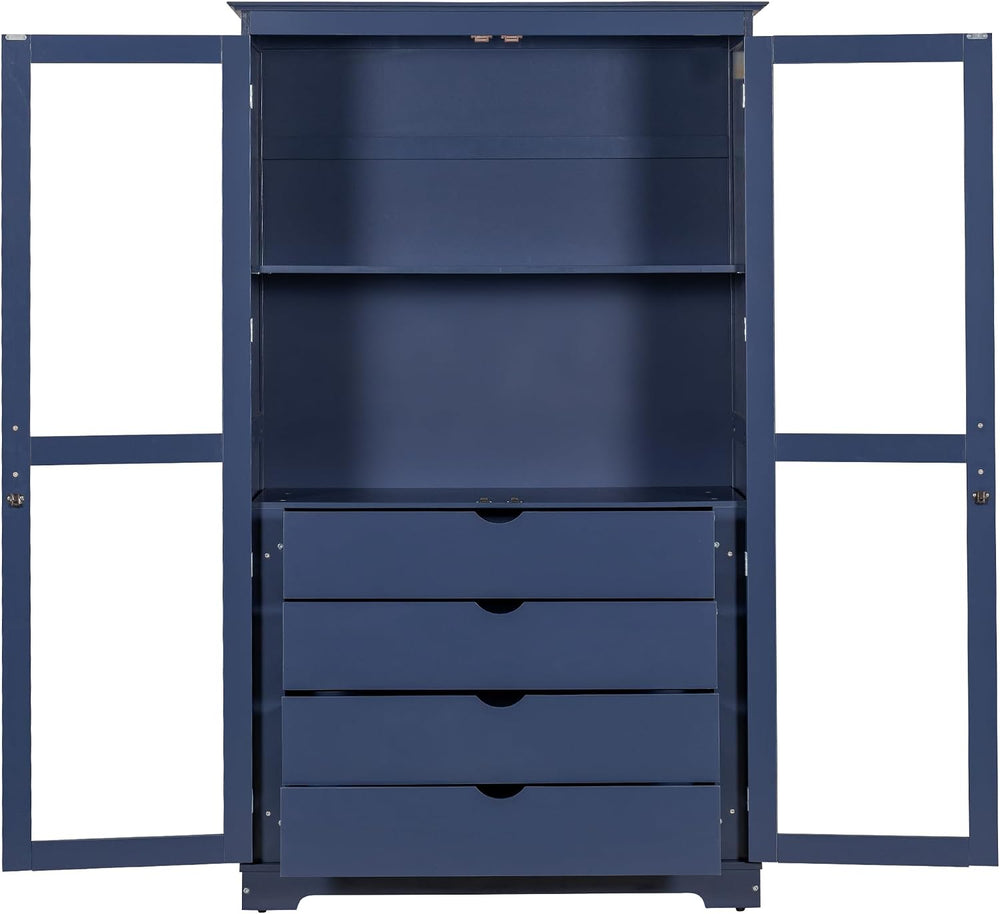 75" Tall Kitchen Pantry Cabinet, Freestanding Food Storage Cupboard, Mod...