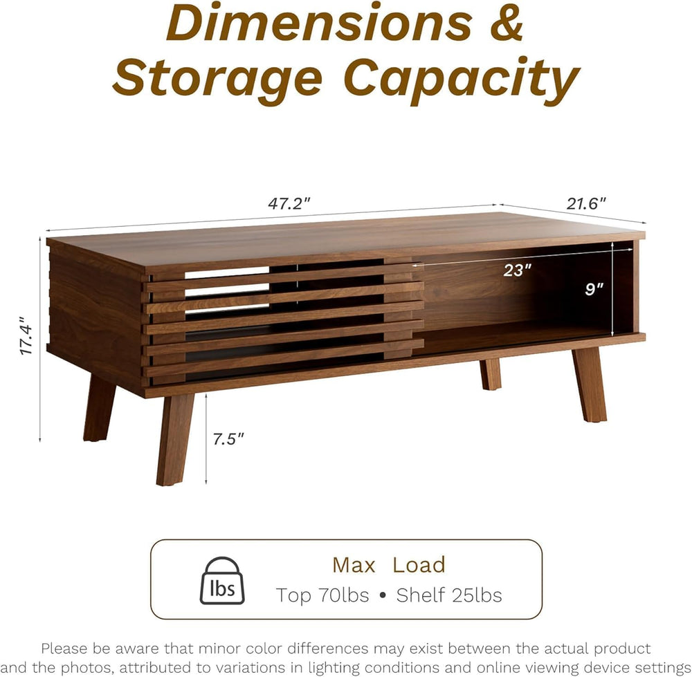 MAISONARIA Living Room Table Sets of 4, Mid Century Coffee Table & TV Sta...