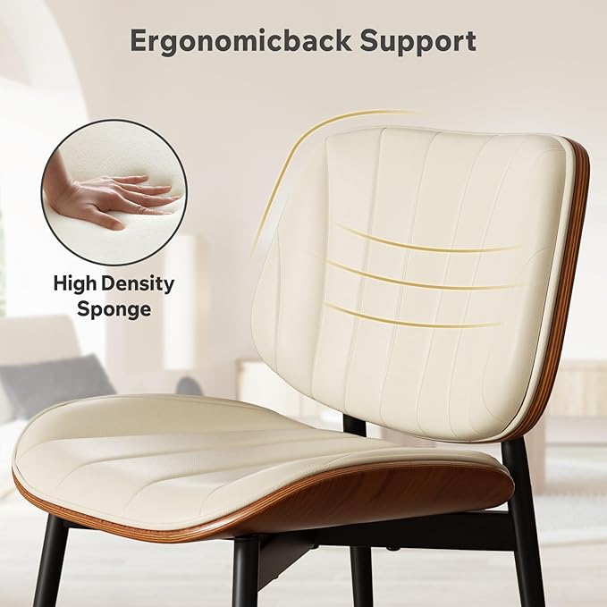 Dining Chair, Mid Century Modern Dining Room Chairs, Upholstered Faux Leather...