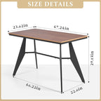 Modern Industrial Table with Heavy-Duty Steel Frame, 47.3" x 23.6" Rectangular Tabletop Walnut Oak Finish, Home Office Computer Desk, Workstation, Writing Desk, Minimalist for Small Spaces