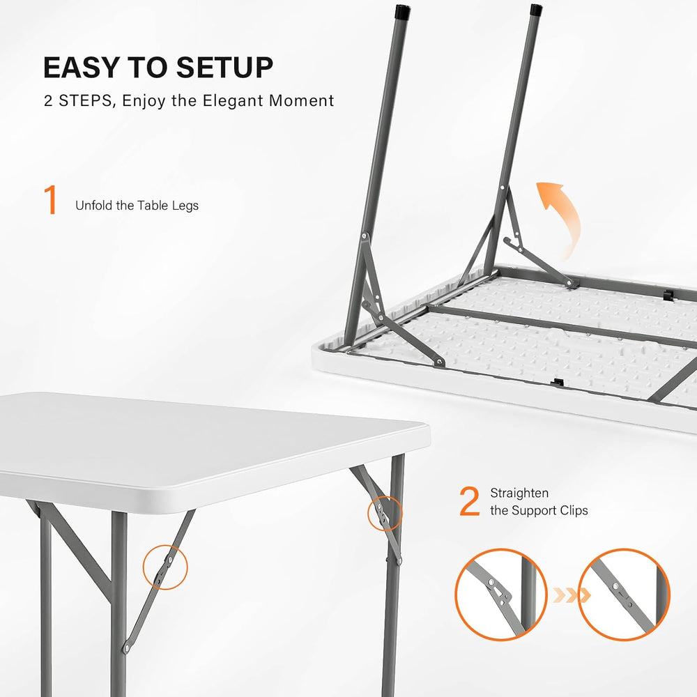 VINGLI White Card Square Table, 38 inch Foldable Legs Full Table Top, Easy to...