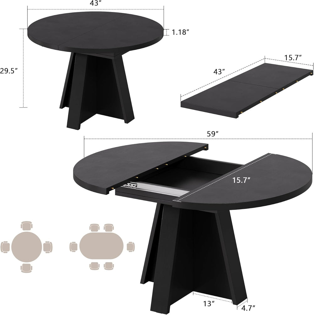 Einhomn 43"-59" Extendable Dining Room Table for 4-8 People, Oval D...
