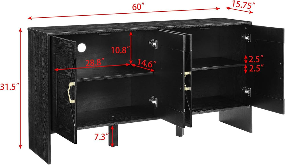 Mid Century Modern Sideboard Buffet Cabinet and TV Media Console 60 Inch with...