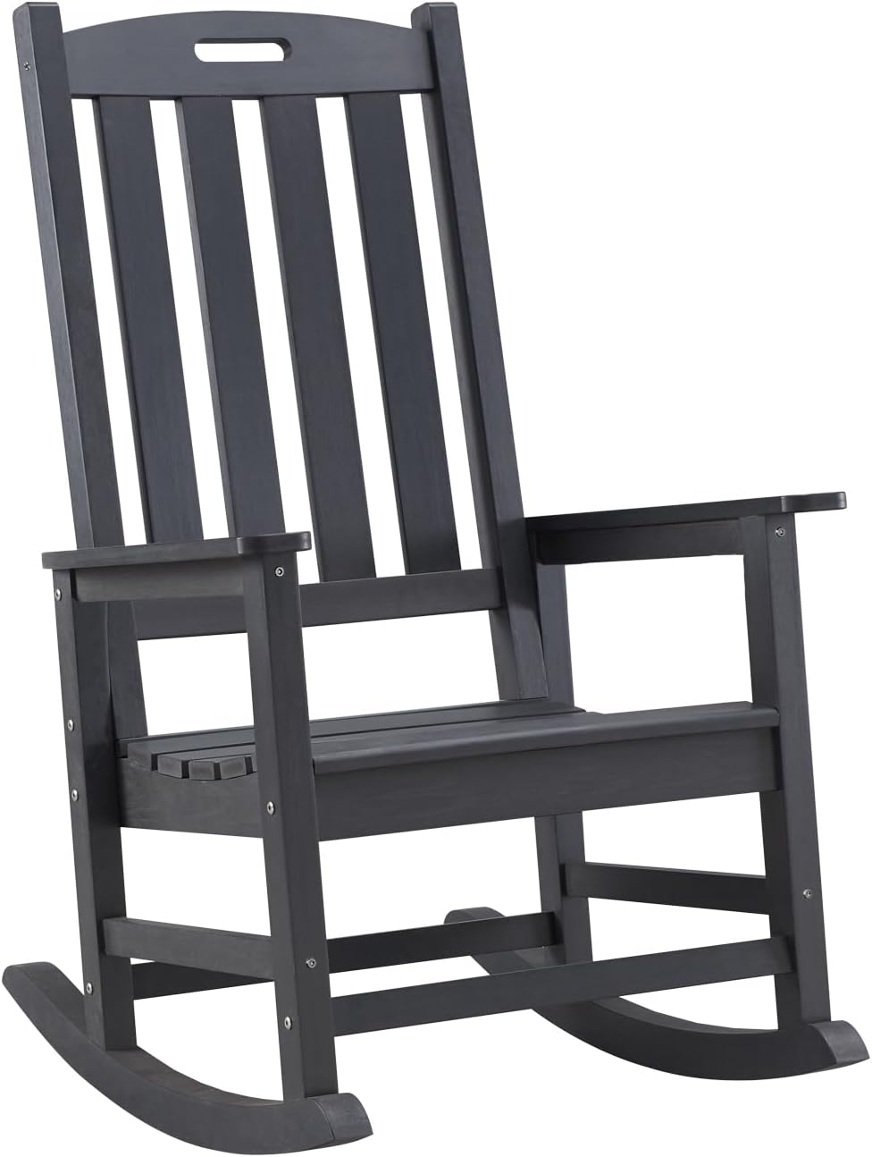 Psilvam Oversized Outdoor Rocking Chair, HDPE Porch Rocker (Black)