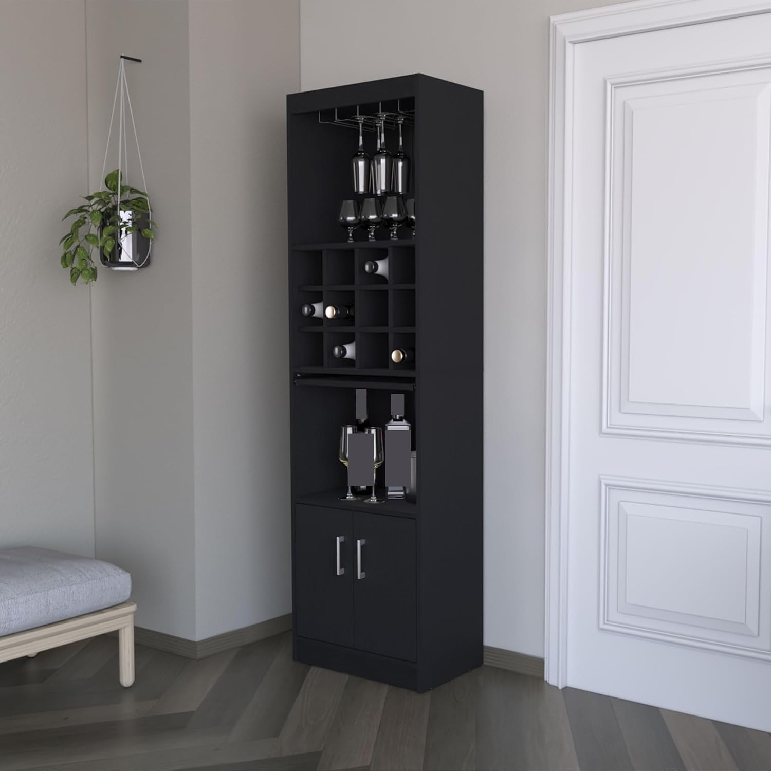 Tall Narrow Cabinet multistorage with Wine Storage, Kitchen Wine Sideboard Pantry Locker,for Kitchen Home
