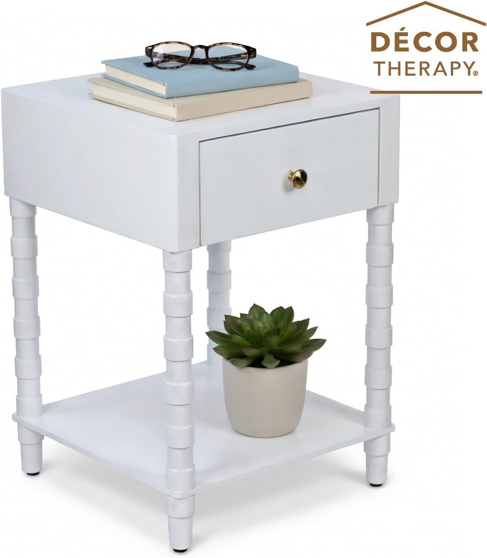Decor Therapy Sterling Modern Side Table with Storage Drawer, Lower Shelf, Co...