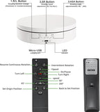 JAYEGT Motorized Rotating Display Stand, 5.74inch /22lbs Load, 360 Degree Electronic Turntable Display Stand for Photography Products Shows, Jewelry, with 5 Colors Backgrounds(White/Remote Control)
