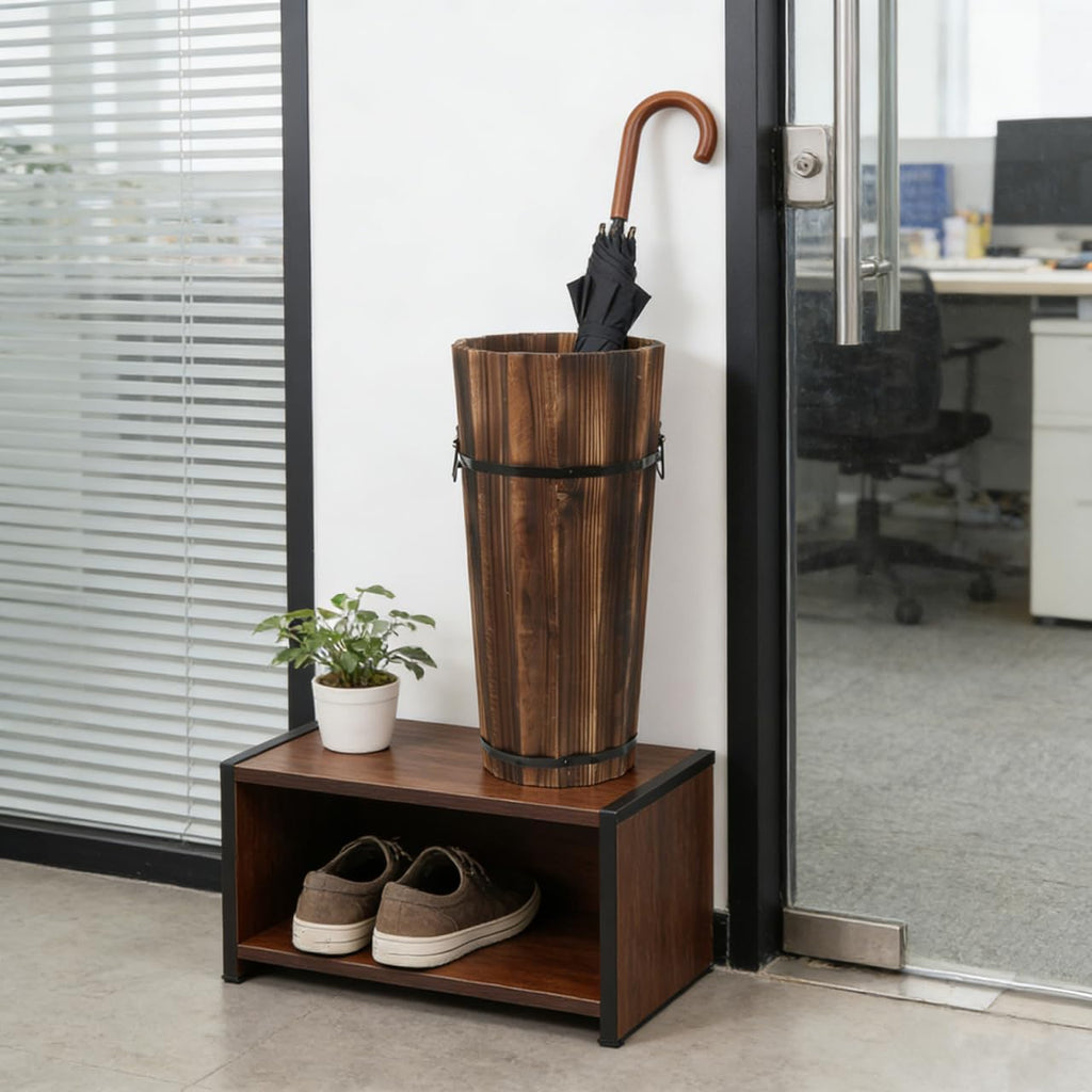 MAGICLULU Handmade Carbonized Wood Stand Modern Umbrella Stand Storage Tube for Umbrellas Walking Sticks and Decorative Fans Indoor Outdoor