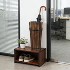 MAGICLULU Handmade Carbonized Wood Stand Modern Umbrella Stand Storage Tube for Umbrellas Walking Sticks and Decorative Fans Indoor Outdoor