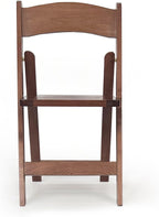 Wood Folding Chairs with Slatted Wooden Seats, Stackable Commercial Seats for Indoor & Outdoor Events, Party, Dining, Set of 2, Slatted Fruitwood