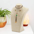 Necklace Display Bust, 9.8" high Beige Linen Jewelry Holder for Necklaces & Bracelets, Figure Display Stand for Jewelry Shop & Personal Makeup (25cm*14cm)