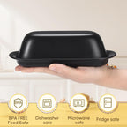 Butter Dish with Lid, Butter Keeper for Countertop, Airtight Butter Dish, Plastic Butter Keeper Tray for West/ East Coast Butter, Dishwasher Safe(Black)