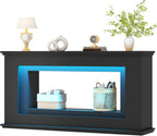 Loomie 63” Long Console Tables for Entryway, Narrow Long Entry Table with LED Lights, 2-Tier Sofa Table Behind Couch, Modern Hallway Accent Table for Living Room, Entrance (Black)