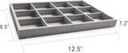 Frebeauty Stackable Velvet Jewelry Organizer Trays for Drawers Inserts Jewelry Storage Tray Display Case Earrings Bracelets Necklace Rings Accessories Trays for Women(Set of 4)(Grey).