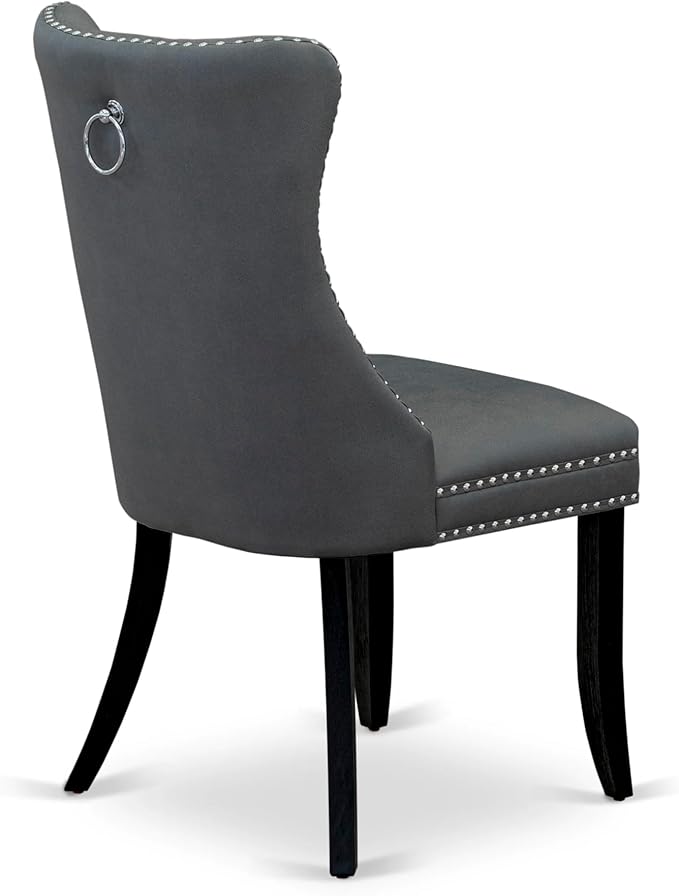 East West Furniture LGDA5-BLK-13 5 Piece Dining Table Set Contains a Rectangle Wooden Table with Butterfly Leaf and 4 Polyester Fabric Upholstered Chairs, 42x84 Inch, Black