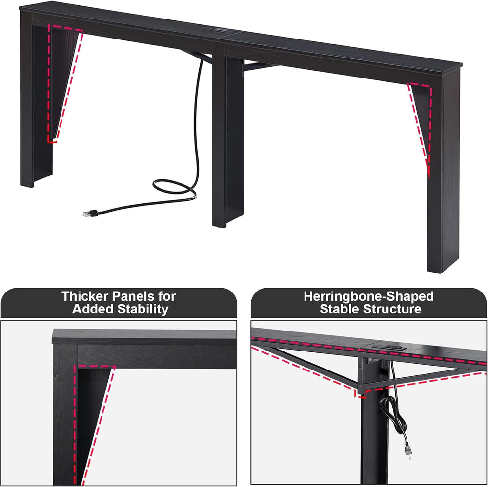 MOHOPE 78.8" Long Console Table with Power Outlets, 7.9" Narrow Sof...