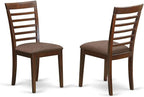 East West Furniture HLML3-MAH-C 3 Piece Dining Set Contains a Round Dining Room Table with Pedestal and 2 Linen Fabric Upholstered Kitchen Chairs, 42x42 Inch, Mahogany