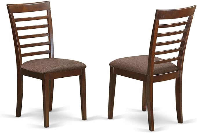 East West Furniture HLML5-MAH-C 5 Piece Dining Table Set for 4 Includes a Round Kitchen Table with Pedestal and 4 Linen Fabric Dining Room Chairs, 42x42 Inch, Mahogany