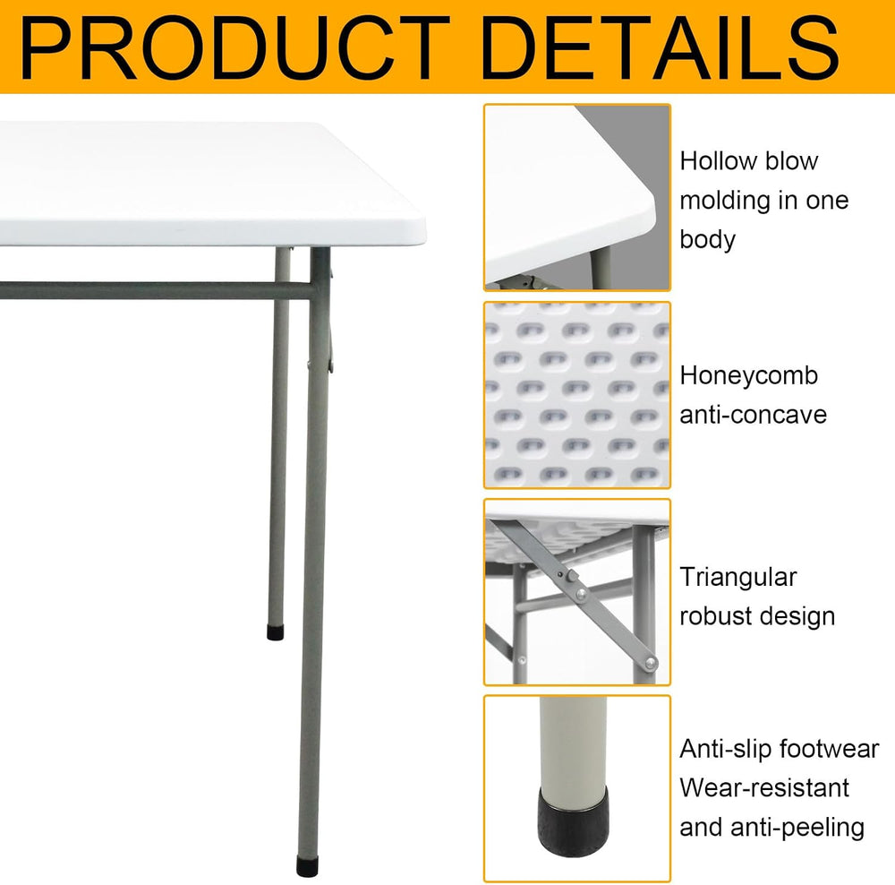Folding Table 3ft Rectangular All-Occasion Plastic Folding Event Table for In...