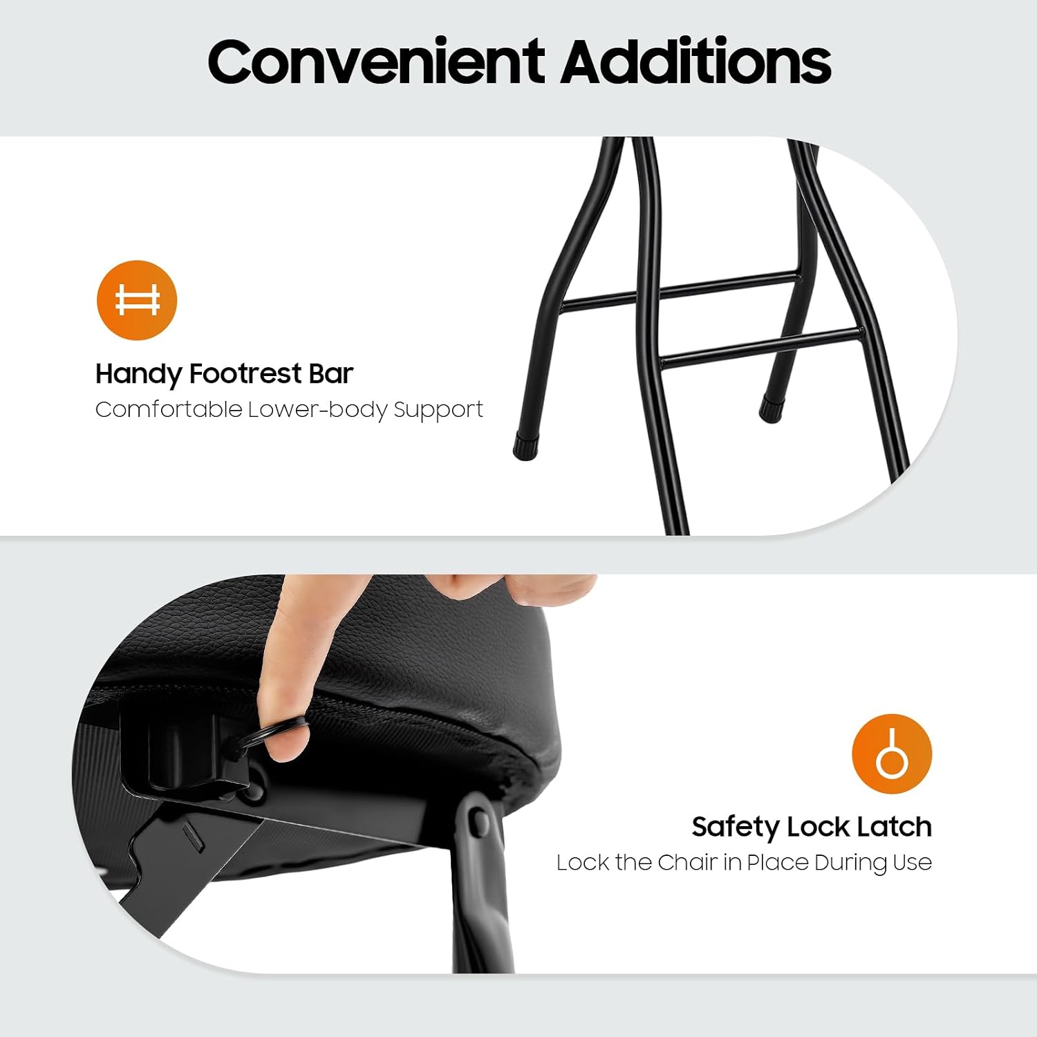 2PCS Cushioned Folding Stool, 25.6 Inch Portable Bar Stools, Counter Height Foldable Chairs, Black Height Heavy Duty Portable Chair Stool for Kitchen Garden Camping Cafe