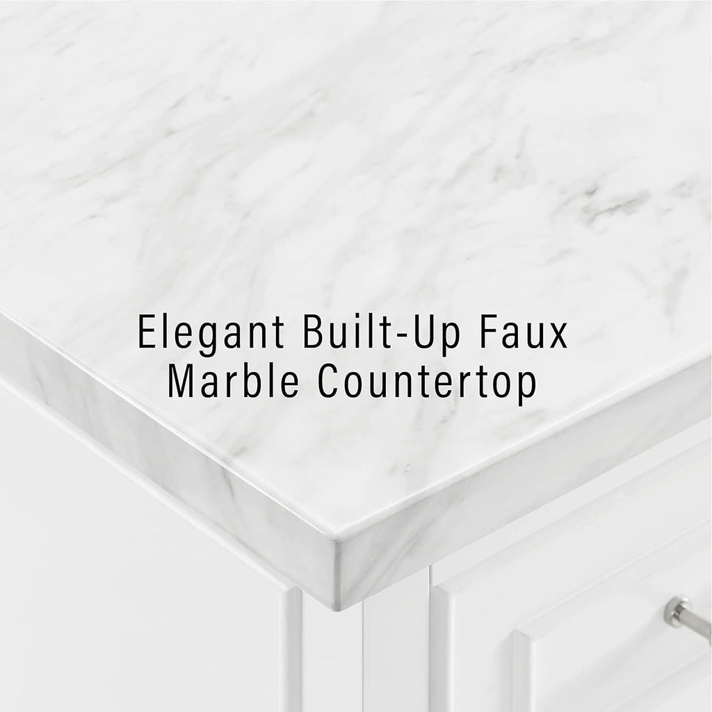 HomeStock Eclectic Elegance Faux Marble Top Kitchen Island