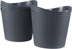 6 Packs 30 Liter Round Plastic Laundry Baskets, Grey Clothes Hamper, Large Basket for Storage