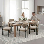 LukeAlon Chenille Dining Chairs Set of 6, Modern Curved Back Armless Kitchen Chairs with Black Metal Legs Upholstered Dining Room Chairs Reception Chairs for Living Room Office Restaurant, Khaki