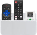 3 Slot Adjustable Remote Control Holder Wall Mount, TV Remote Box Hollow Bottom Slot Easy Phone Charging, Self Adhesive Remote Holder,Wall Pen Holder Storage Accessories for Home Office School (White)