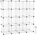 C&AHOME Cube Storage Organizer, 16-Cube Shelves Units, Plastic Storage Cubes, DIY Closet Organizer, Modular Closet Storage Shelves Ideal for Home, 48.4" L × 12.4" W × 48.4" H Transparent SUM3016W