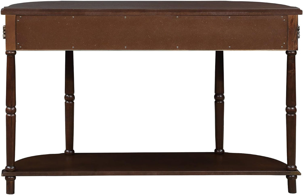 LUMISOL Retro Curved Sofa Table Behind Couch, Solid Wood Entryway Table with ...