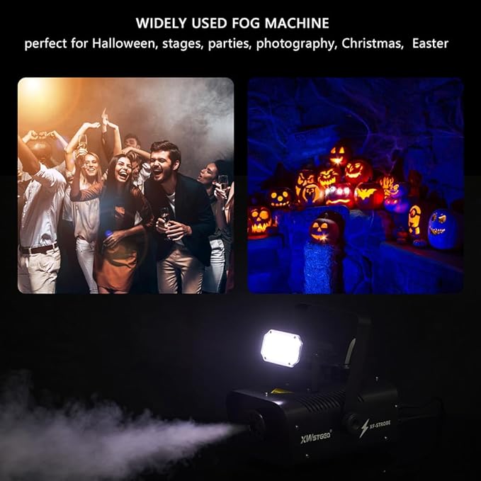 Fog Machine 1000W with Strobe Light, Wireless Remote, Perfect for Halloween, ...