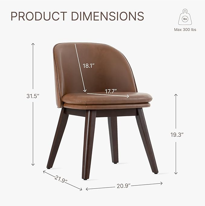 Wooden Dining Chairs Set of 2, Faux Leather Upholstered Modern Dining Room Ch...