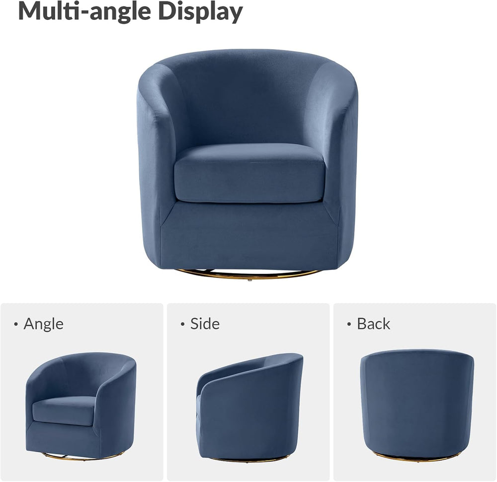 HULALA HOME Swivel Accent Chair with Gold Metal Base, Set of 2 Contemporary V...