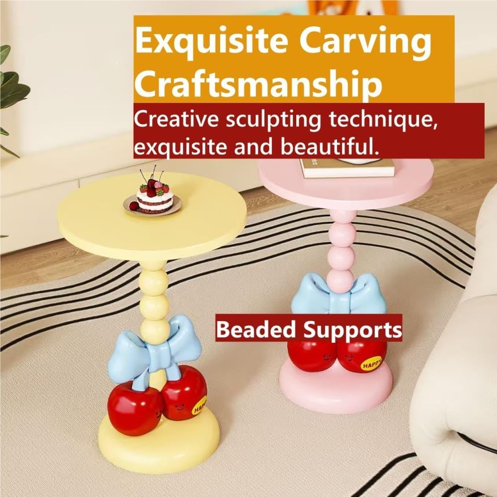 Creative Small Side Table with Bow and Cherry Decoration, Decorative End Tabl...