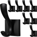 8 Pack Wall Hooks Heavy Duty Towel Robe Coat Hooks for Bathroom Bedroom Entryway with Mounting Hardware Rustproof Aluminum Alloy Black