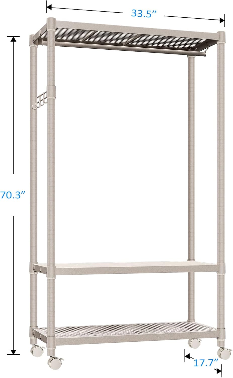 IZEUK Heavy Duty Rolling Garment Rack Wire Clothes Rack for Hanging Clothes (...