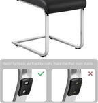Yaheetech Dining Chairs Set of 2 Modern Faux Leather Upholstered Dining Room Chairs with High Back and Metal Chrome Legs for Kitchen/Living Room/Restaurant, Black