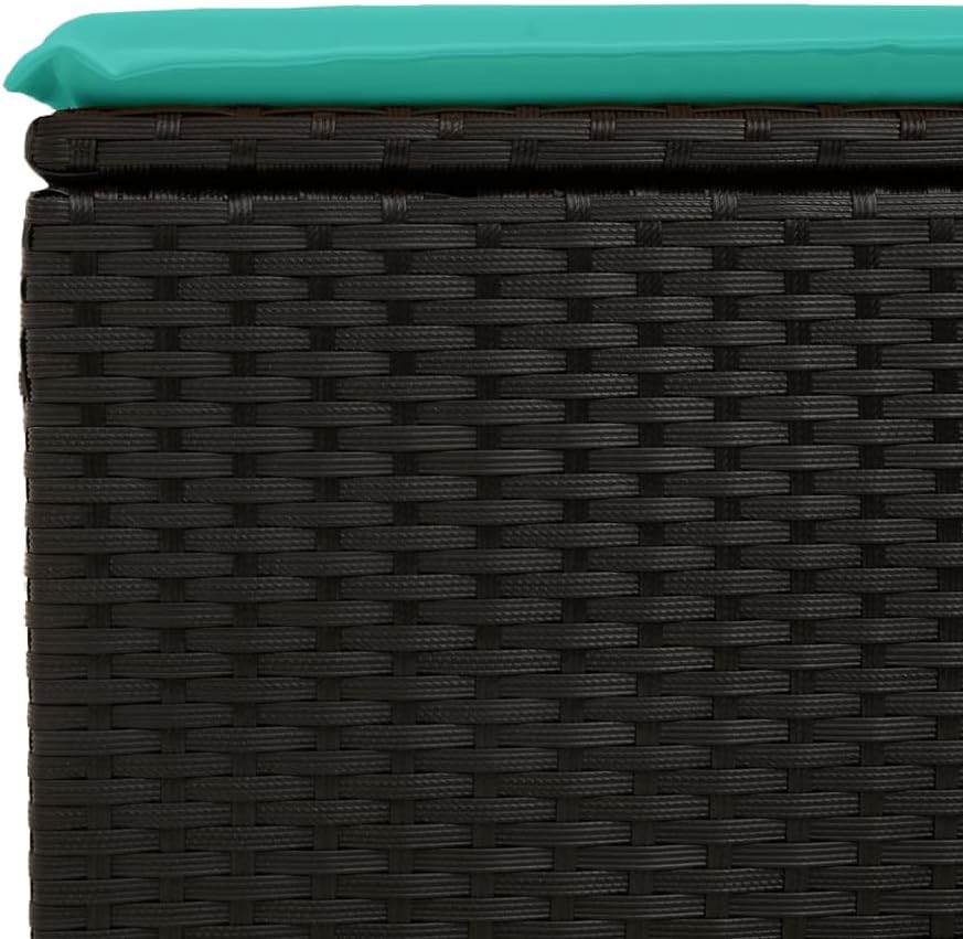 vidaXL Patio Stool with Cushion, Outdoor Wicker Ottoman, Outdoor Seating Furn...