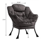 HollyHOME Modern Fabric Large Lazy Chair, Accent Oversized Comfy Reading Chair, Thick Padded Cozy Lounge Chair with Armrest, Steel Frame Leisure Sofa Chair for Living Room, Bedroom, Dorm, Coffee Grey