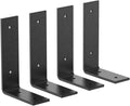 Black Heavy Duty Shelf Brackets 6 Inch, Rustic Gold Iron L Shelf Bracket, Industrial Modern Metal Floating Shelf with Hardware for DIY Open Shelving, 4 Pack